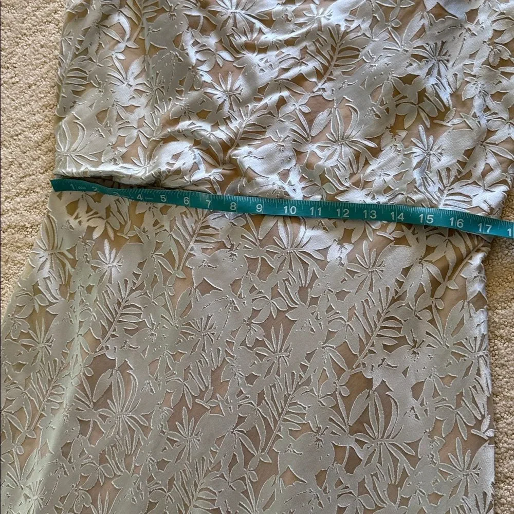 Anthropologie Jenny Yoo Dahlia Dress Elegant Lace Maxi Dress in Silver-Taupe